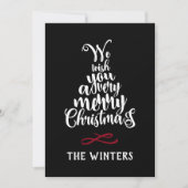 Zwart Wit Rode Kerstboom Lettering Foto Feestdagenkaart (Voorkant)