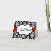Zwart/Wit/Rode Lint Damast Bedankt (Voorkant)