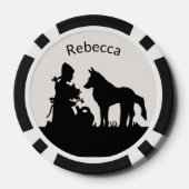 Zwart Wit Rode Ridderkap Wolf Onder Bomen Bos Poker Chips (Achterkant)