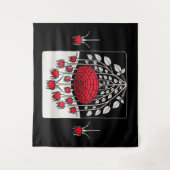 ZWART WIT RODE ROZEN, ROOSKNOPPEN Art Nouveau Bloe Wandkleed (Voorkant)