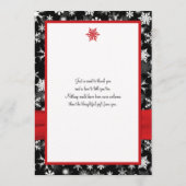 Zwart, Wit, Rode Sneeuwvlokken Bedankkaart - Plat (Achterkant)