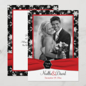 Zwart, wit, rode sneeuwvlokken Dank u kaart - Flat (Voorkant / Achterkant)