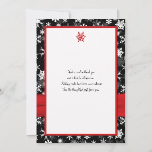 Zwart, wit, rode sneeuwvlokken Dank u kaart - Flat (Achterkant)
