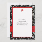 Zwart, Wit, Rode Sneeuwvlokken Dankkaart - Plat Bedankkaart (Achterkant)