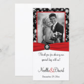 Zwart, Wit, Rode Sneeuwvlokken Huwelijksfotokaart Bedankkaart (Voorkant / Achterkant)