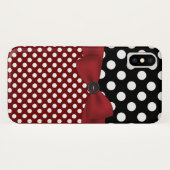 Zwart, Wit, & Rode Stip iPhone X Hoesje (Achterkant (horizontaal))