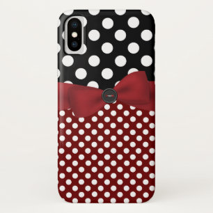 Zwart, Wit, & Rode Stip iPhone X Hoesje
