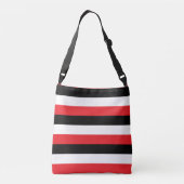 Zwart Wit Rode Strepen Crossbody Tas (Achterkant)