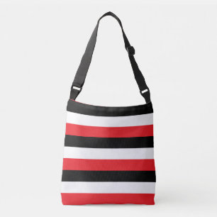 Zwart Wit Rode Strepen Crossbody Tas