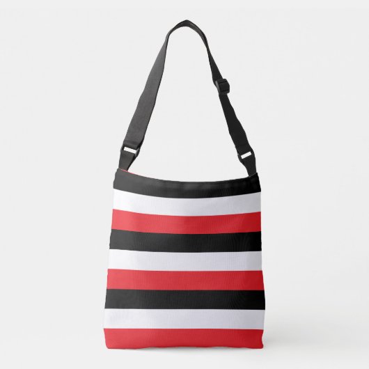 Zwart Wit Rode Strepen Crossbody Tas (Voorkant)