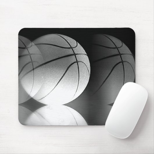 Zwart-wit rollende basketbal muismat (Met muis)