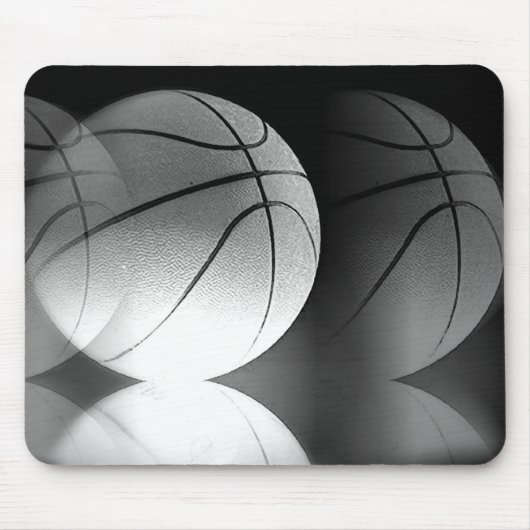 Zwart-wit rollende basketbal muismat (Voorkant)