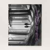 Zwart & Wit Romance Paar Silhouet in Vorst Legpuzzel (Verticaal)