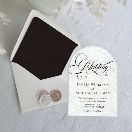 Zwart-wit romantisch alles in één bruiloft kaart