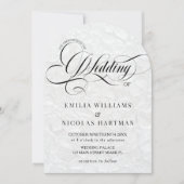 Zwart-wit romantisch alles in één bruiloft kaart (Voorkant)