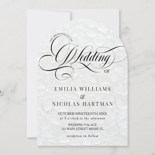 Zwart-wit romantisch alles in één bruiloft kaart (Voorkant)