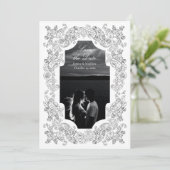Zwart & Wit Romantisch Barok Foto Save The Date (Staand voorkant)