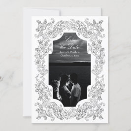 Zwart & Wit Romantisch Barok Foto Save The Date