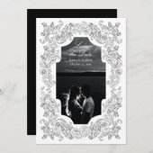 Zwart-wit Romantisch Barokfoto Save The Date (Voorkant / Achterkant)