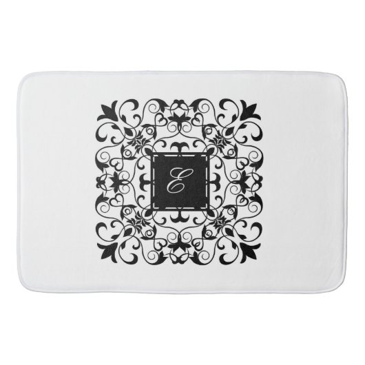 Zwart-wit Romantisch Monogram Badmat (Voorkant)