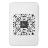 Zwart-wit Romantisch Monogram Badmat (Voorkant Verticaal)