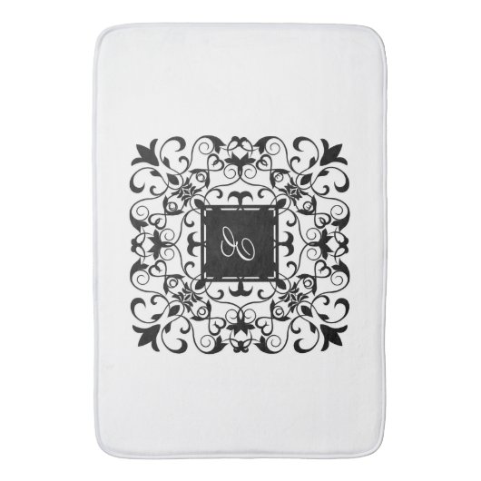 Zwart-wit Romantisch  Monogram Badmat (Voorkant Verticaal)