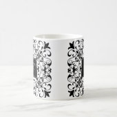zwart-wit Romantisch monogram Koffiemok (Center)