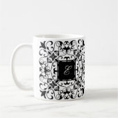 zwart-wit Romantisch monogram Koffiemok (Links)