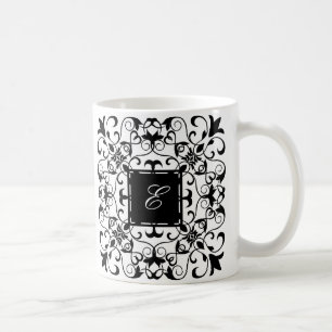  zwart-wit Romantisch monogram Koffiemok