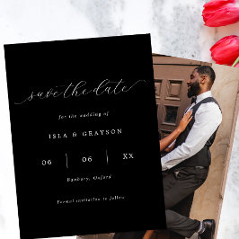 Zwart & Wit Romantisch Script Foto Bruiloft Save The Date