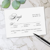 Zwart Wit Romantisch Script Maaltijdopties Trouwen RSVP Kaartje