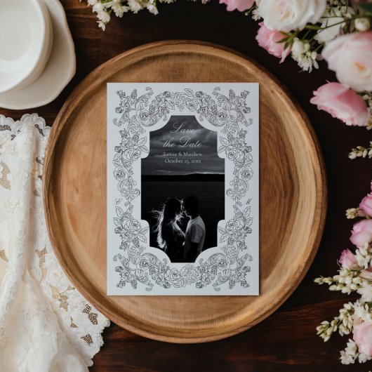 Zwart & Wit Romantische Gotische Foto Save The Date