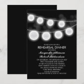 Zwart-wit romantische lantaarns repetitie diner kaart (Voorkant / Achterkant)