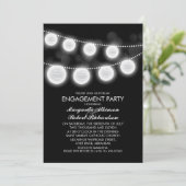 Zwart-wit romantische lantaarns verlovingsfeest kaart (Staand voorkant)