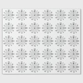 Zwart-wit Romeins Klokontwerp Cadeaupapier (Vlak)