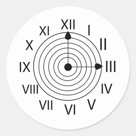 Zwart-wit Romeins Klokontwerp Ronde Sticker (Voorkant)