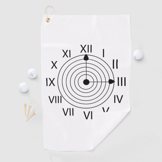 Zwart-wit Romeinse cijfers Klok Golfhanddoek (Insitu)