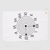 Zwart-wit Romeinse cijfers Klok Golfhanddoek (Horizontaal)