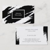 Zwart-wit rommelige penseelstreken visitekaartje (Voorkant / Achterkant)