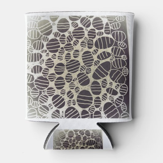 Zwart-wit, rond abstract design blikjeskoeler (Voorkant)