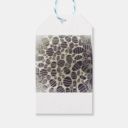 Zwart-wit, rond abstract design cadeaulabel (Voorkant)