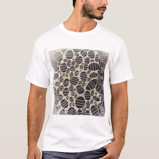 Zwart-wit, rond abstract design t-shirt (Voorkant)