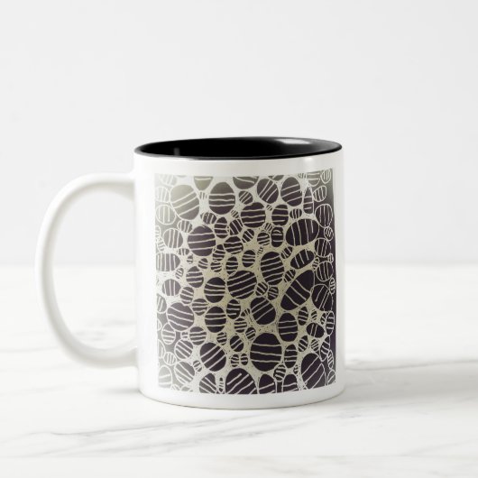Zwart-wit, rond abstract design tweekleurige koffiemok (Links)