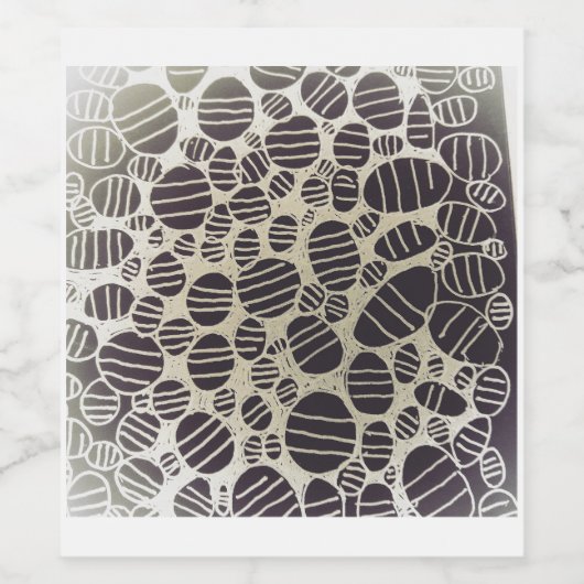 Zwart-wit, rond abstract design wijn etiket (Enkel label)