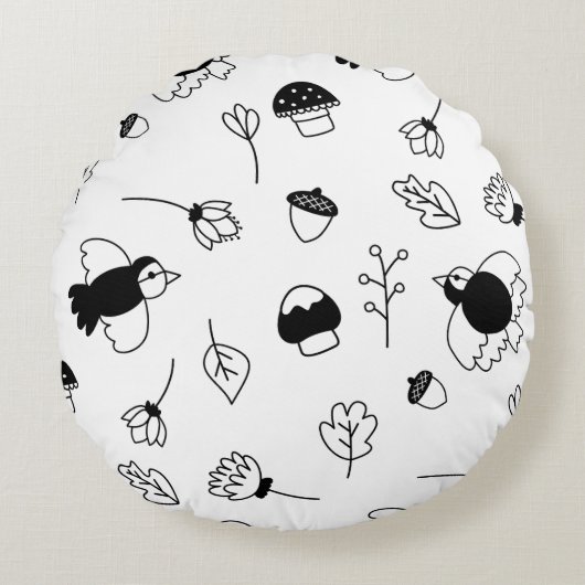 zwart-wit rond kinderkussen rond kussen (Voorkant)
