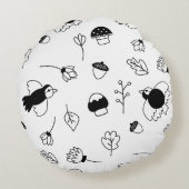 zwart-wit rond kinderkussen rond kussen (Achterkant)