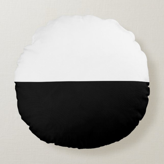 Zwart-wit Rond Kussen (Voorkant)