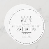 Zwart-wit rond sparen de datumuitnodiging kaart (Voorkant / Achterkant)