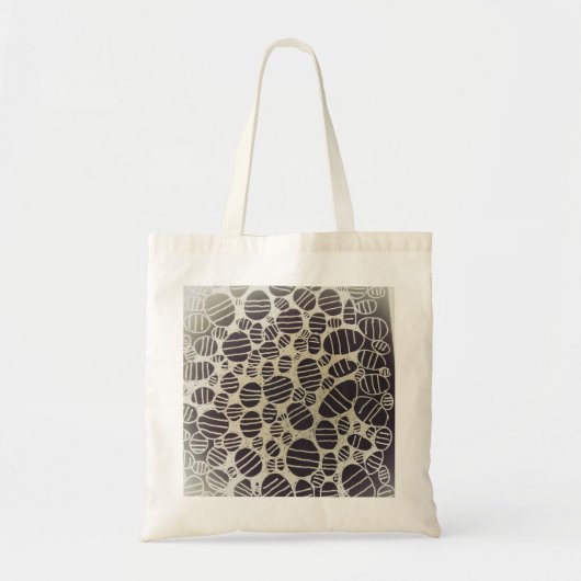 Zwart-wit ronde abstracte kunst ontwerp tote bag (Voorkant)