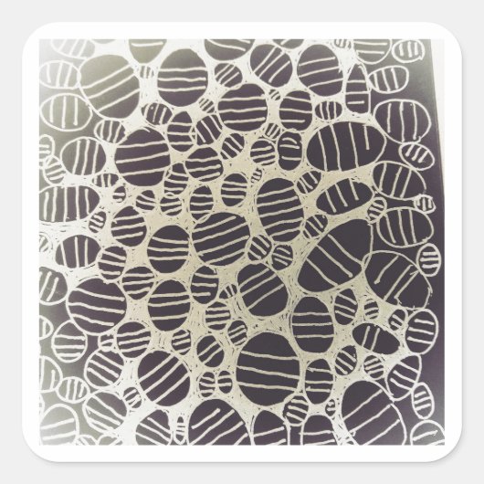Zwart-wit ronde abstracte kunst ontwerp vierkante sticker (Voorkant)